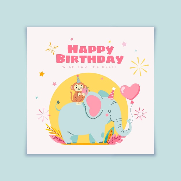 Vector gratuito plantilla de tarjeta de feliz cumpleaños