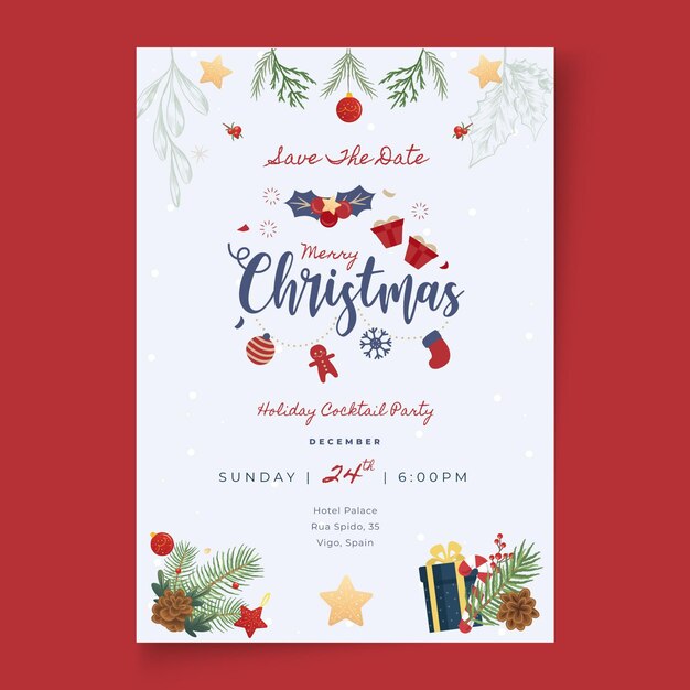Plantilla de tarjeta de feliz navidad y felices fiestas
