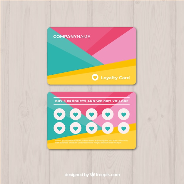 Vector gratuito plantilla de tarjeta de fidelidad con colores