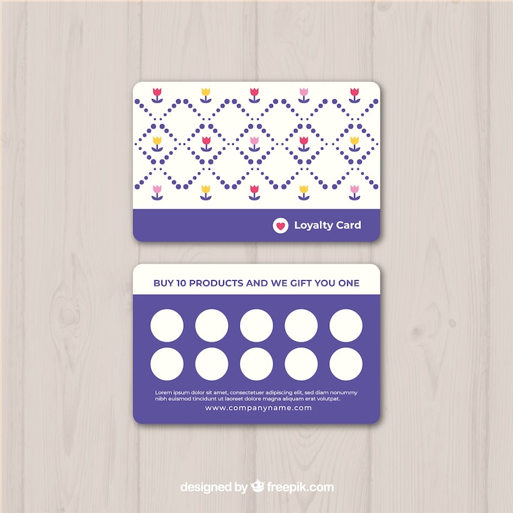 Vector gratuito plantilla de tarjeta de fidelidad floral
