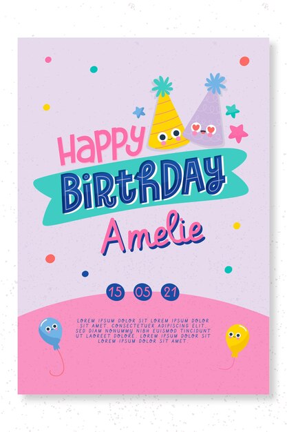 Plantilla de tarjeta de fiesta de cumpleaños infantil