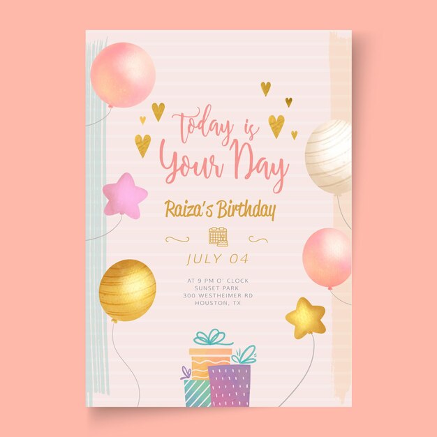 Plantilla de tarjeta de fiesta de cumpleaños