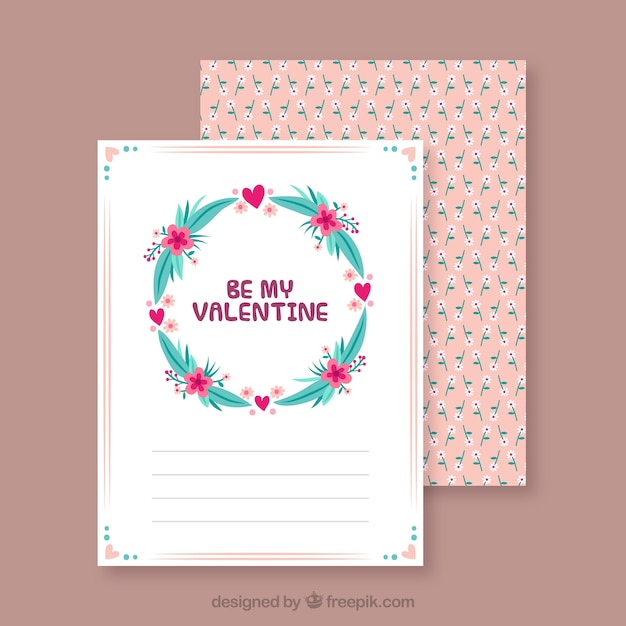 Vector gratuito plantilla de tarjeta floral de san valentín