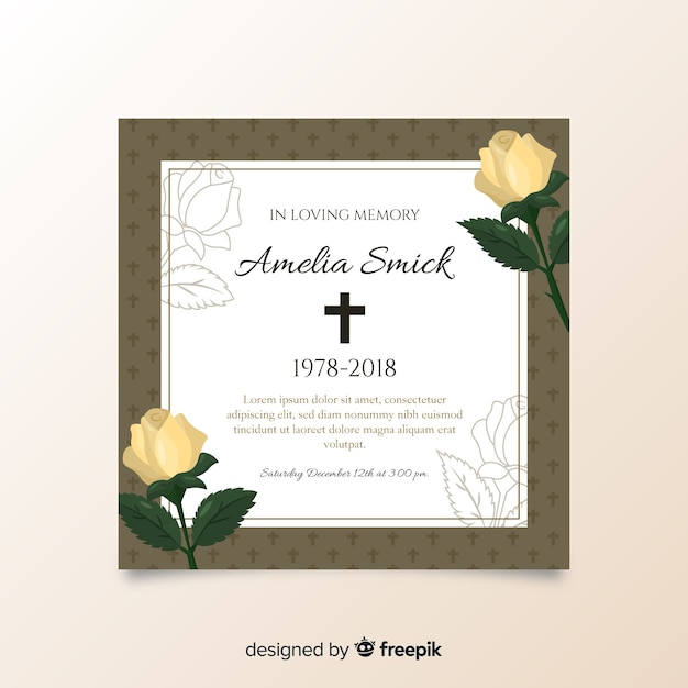 Plantilla de tarjeta fúnebre