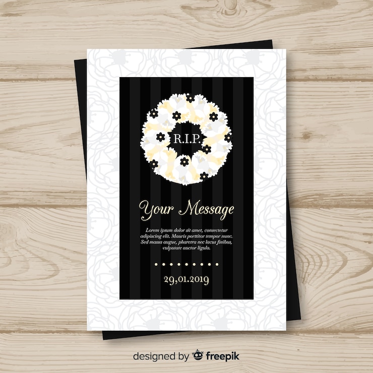 Vector gratuito plantilla de tarjeta fúnebre