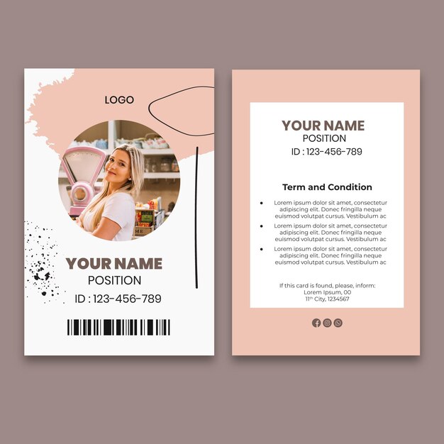 Plantilla de tarjeta de identidad de café