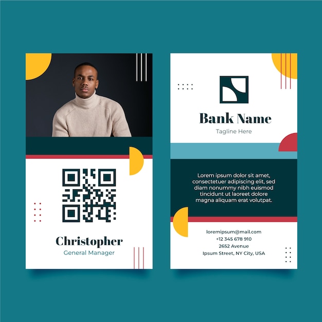 Vector gratuito plantilla de tarjeta de identificación bancaria y financiera
