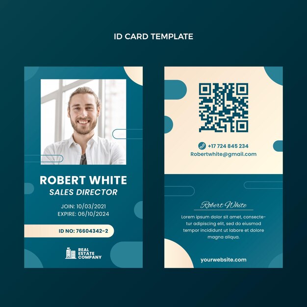Plantilla de tarjeta de identificación de bienes raíces degradada