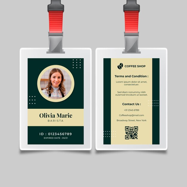 Plantilla de tarjeta de identificación de café