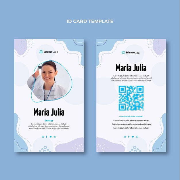 Plantilla de tarjeta de identificación de ciencia de diseño plano