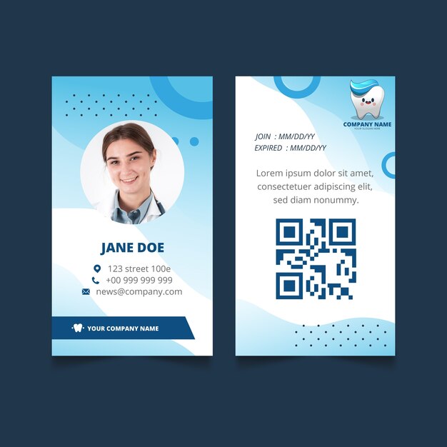 Plantilla de tarjeta de identificación de clínica dental degradada