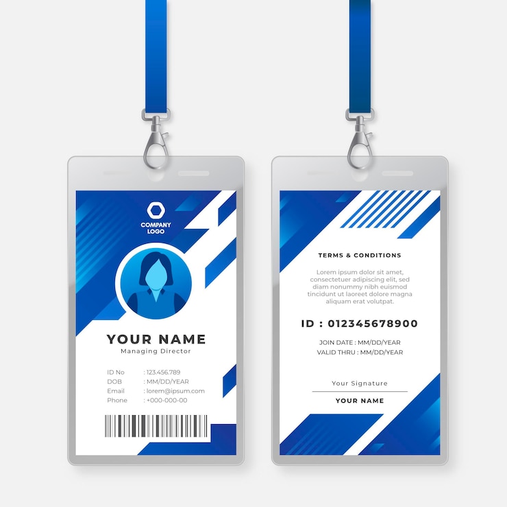 Vector gratuito plantilla de tarjeta de identificación de director gerente