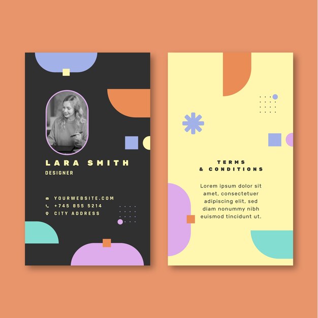 Plantilla de tarjeta de identificación de diseñador gráfico de diseño plano
