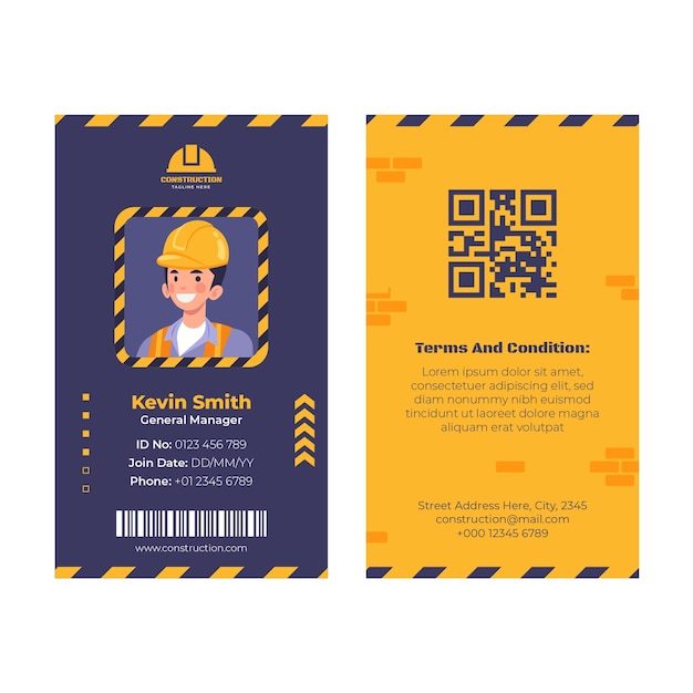Plantilla de tarjeta de identificación para dominio de construcción