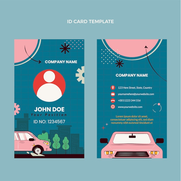 Plantilla de tarjeta de identificación de empresa de alquiler de coches planos
