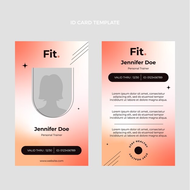 Plantilla de tarjeta de identificación de fitness rosa degradado
