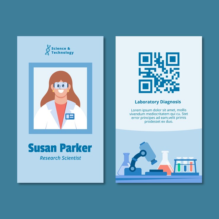 Vector gratuito plantilla de tarjeta de identificación de investigación científica