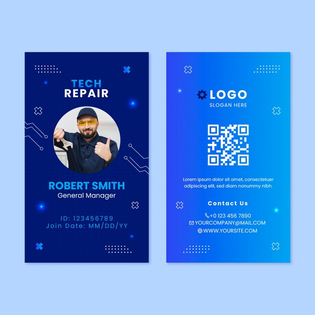 Plantilla de tarjeta de identificación de reparación de tecnología