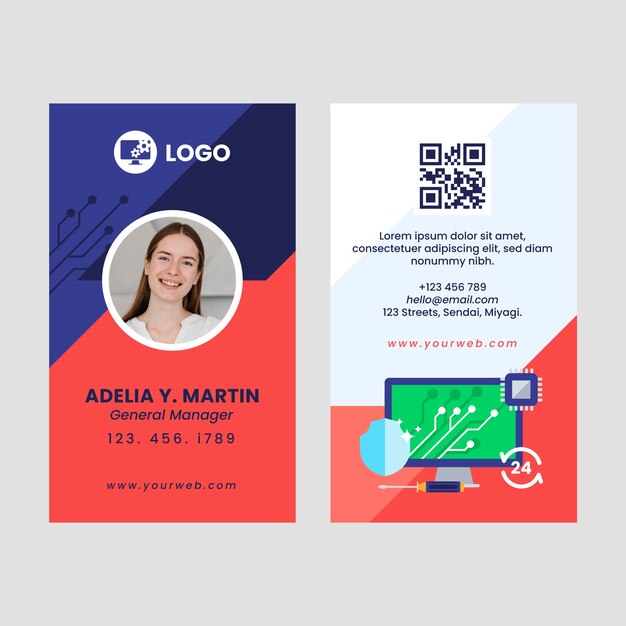 Plantilla de tarjeta de identificación de reparación de tecnología