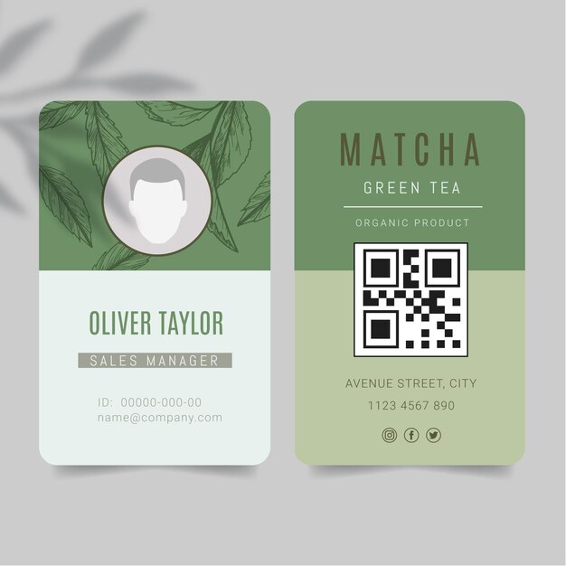 Plantilla de tarjeta de identificación de té matcha