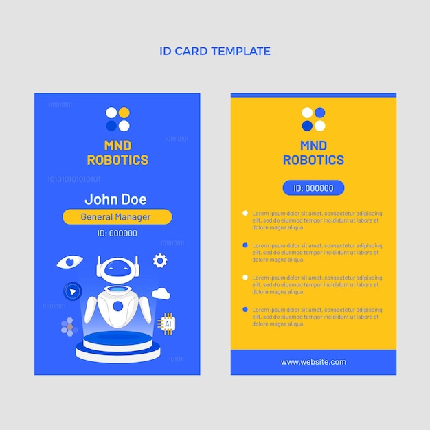 Plantilla de tarjeta de identificación de tecnología mínima de diseño plano