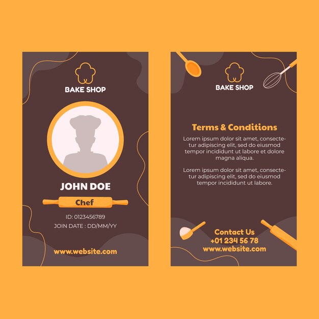 Plantilla de tarjeta de identificación de tienda de panadería mínima