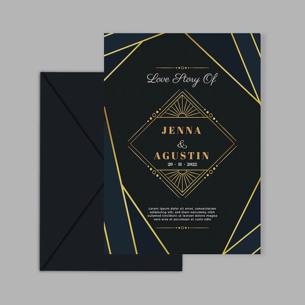Plantilla de tarjeta de invitación de boda elegante
