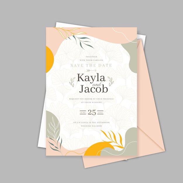 Plantilla de tarjeta de invitación de boda elegante
