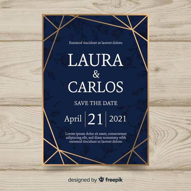 Plantilla de tarjeta de invitación de boda elegante