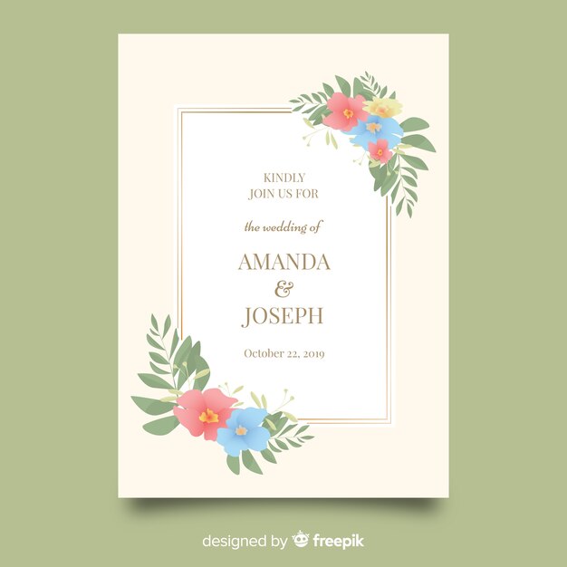 Plantilla de tarjeta de invitación de boda elegante