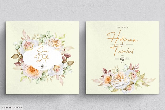 plantilla de tarjeta de invitación de boda floral acuarela