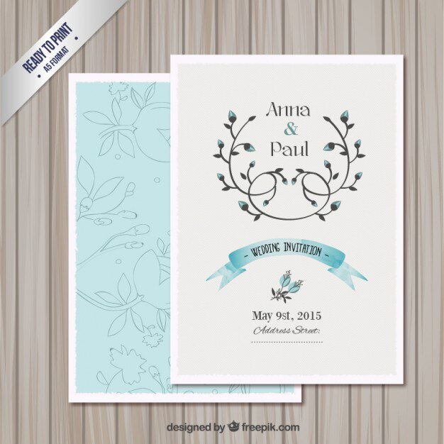 Plantilla de tarjeta de invitación de boda