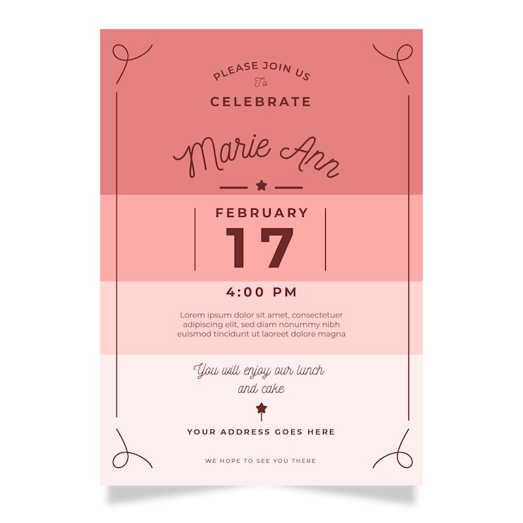 Vector gratuito plantilla de tarjeta de invitación de cumpleaños elegante