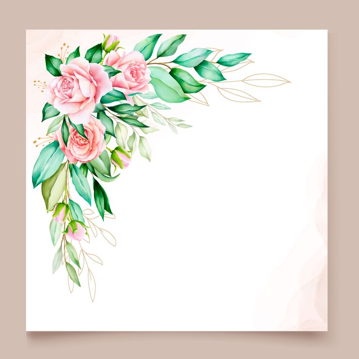 Vector gratuito plantilla de tarjeta de invitación elegante con borde de flores
