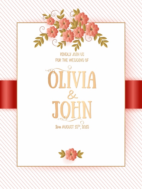 Plantilla de tarjeta de invitación con elegante decoración floral