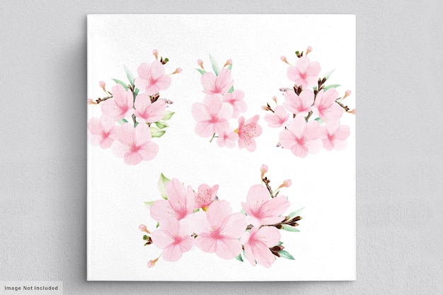 plantilla de tarjeta de invitación de flor de cerezo en acuarela