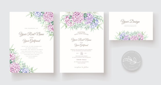 plantilla de tarjeta de invitación floral acuarela dibujada a mano