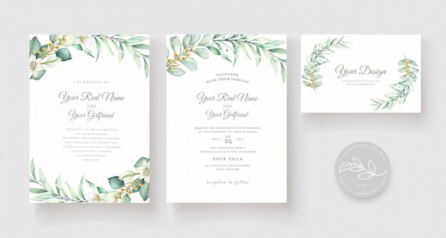 Vector gratuito plantilla de tarjeta de invitación floral acuarela dibujada a mano