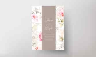 Vector gratuito plantilla de tarjeta de invitación con hermosa flor rosa y floral dorado