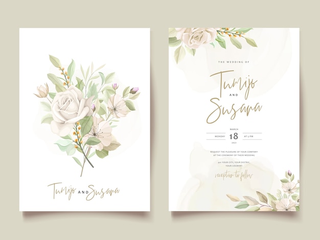 Vector gratuito plantilla de tarjeta de invitación de hermosas rosas