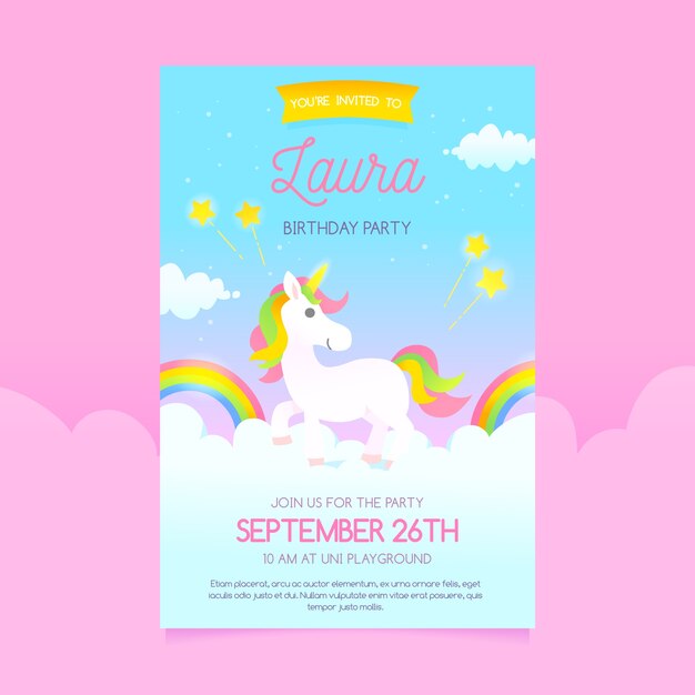 Plantilla de tarjeta de invitación para niños