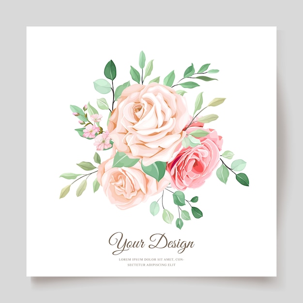 Vector gratuito plantilla de tarjeta de invitación de rosas hermosas