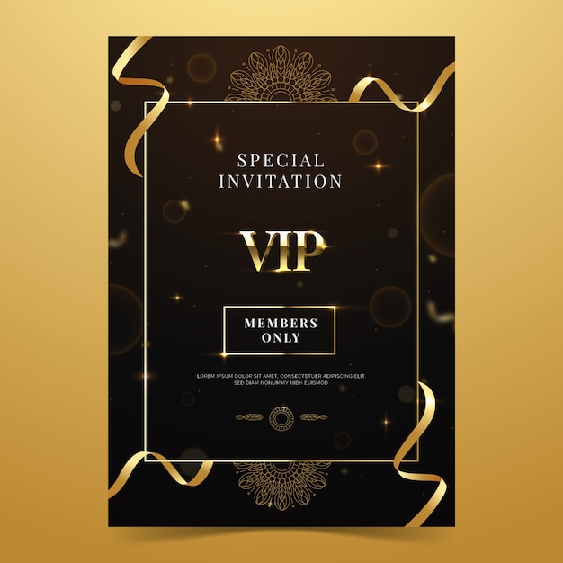 Plantilla de tarjeta de invitación VIP con gradiente