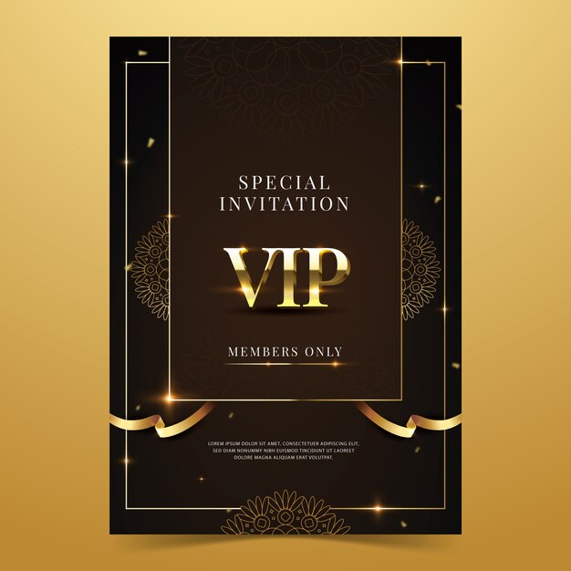 plantilla de tarjeta de invitación VIP con gradiente