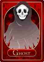 Vector gratuito plantilla de tarjeta de juego de personaje fantasma aterrador