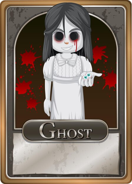 Plantilla de tarjeta de juego de personaje de niña fantasma