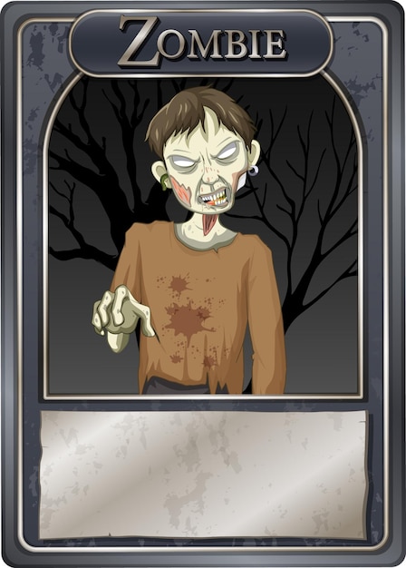 Plantilla de tarjeta de juego de personaje zombie