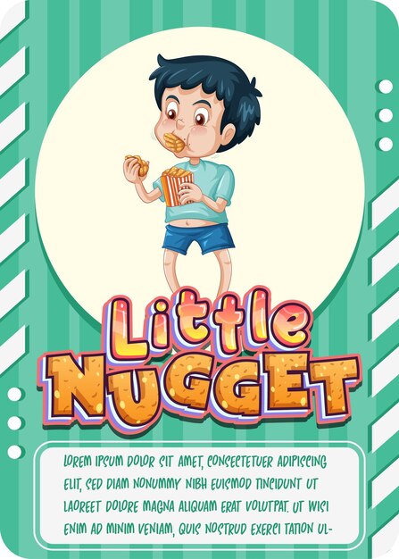 Plantilla de tarjeta de juego de personajes con palabra Little Nugget