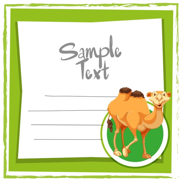 Plantilla de tarjeta con lindo camello