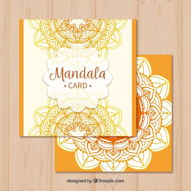 Vector gratuito plantilla de tarjeta de mandala en tonos naranjas